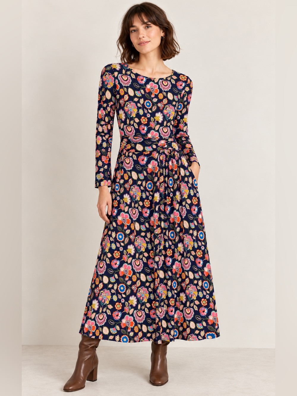 Boden Floral Whimsical Maxi Dress Size Medium Like New